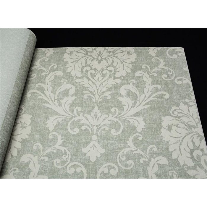 Grandeco|Ornamental damask green classic style wallpaper|Damask
