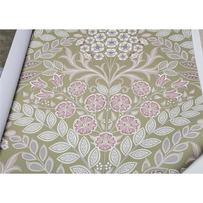 Grandeco|Boho-Stil florale Tapete Grün|Blumen