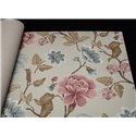 Grandeco|Papier peint romantique : très grandes fleurs taupe et roses|Floral