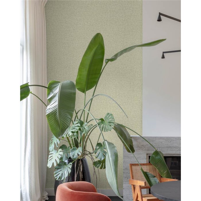 Grandeco|Papel pintado textil bouclé tweed verde|Imitacion Tela