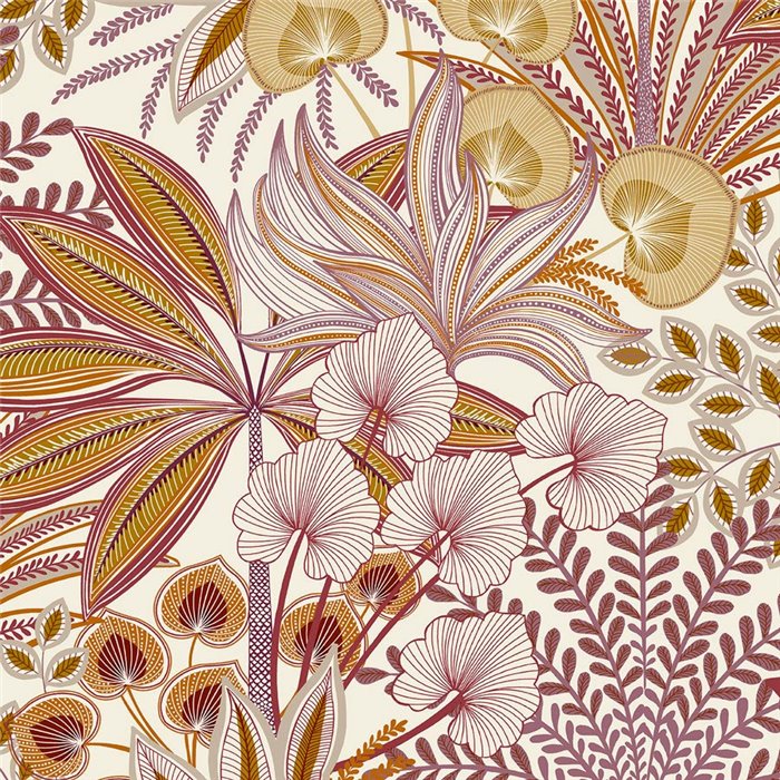 Grandeco|Papel pintado floral moderno flores tropicales rojo|Floral