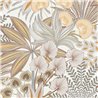 Grandeco|Papier peint floral moderne fleurs tropicales beige|Floral