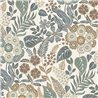 Papel pintado floral boho blanco y verde - Grandeco Karuna A76601