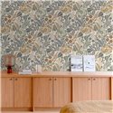 Papel pintado floral boho blanco y verde - Grandeco Karuna A76601