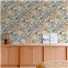 Papel pintado floral boho blanco y verde - Grandeco Karuna A76601