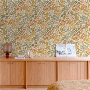 Casadeco|Papel Pintado floral romántico clematitas trepadoras rosa|Romántico 2