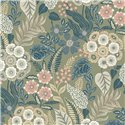 Papel pintado floral boho verde - Grandeco Karuna A76603