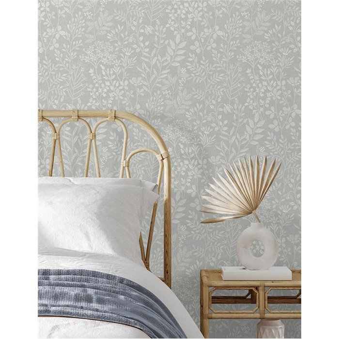 Grandeco|Papier peint floral style scandinave bleu|Floral