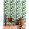 Grandeco|Tropical flowers watercolor green wallpaper|Tropical
