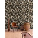Grandeco|Tropische Blüten Aquarell Tapete Schwarz und Sepia|Tropische