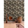 Grandeco|Tropical flowers watercolor black and sepia wallpaper|Tropical