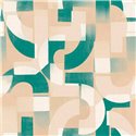 Grandeco|Art Deco geometrische Tapete Beige und Grün|Geometrisch