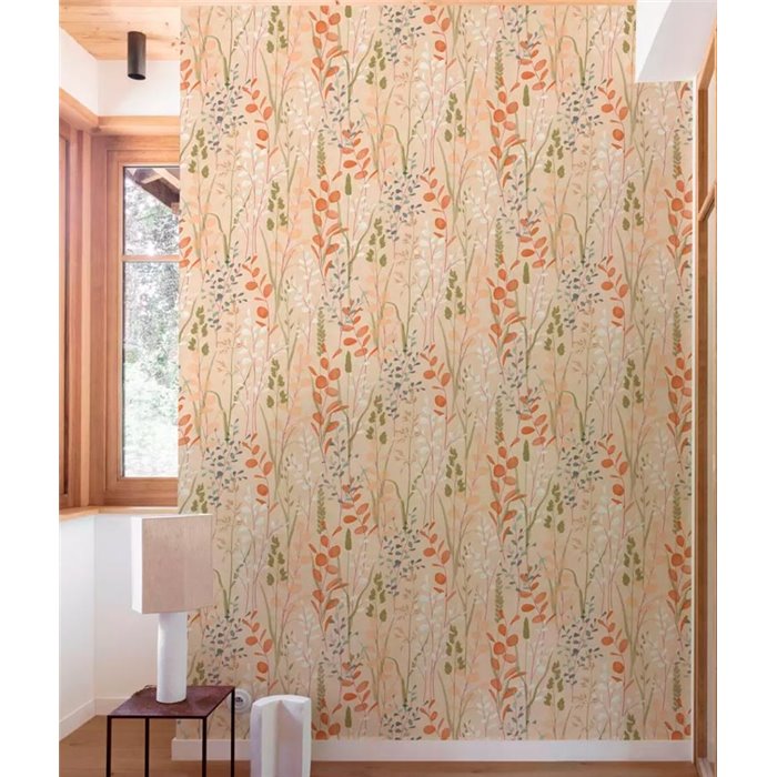 Grandeco|Papier peint floral scandinave beige aquarelle|Floral