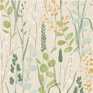 Casadeco|Simple wallpaper with beige sea lavender floral print|Scandinavian