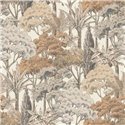 Grandeco|Papel pintado paisaje selva tropical gris y beige|Papel Pintado