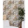 Grandeco|Papel pintado paisaje selva tropical gris y beige|Papel Pintado