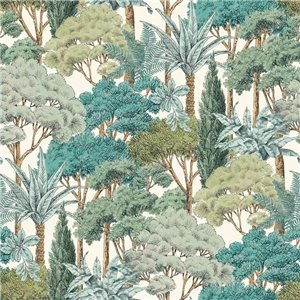 Grandeco|Papier peint paysage jungle tropicale gris et beige|Papier Peint