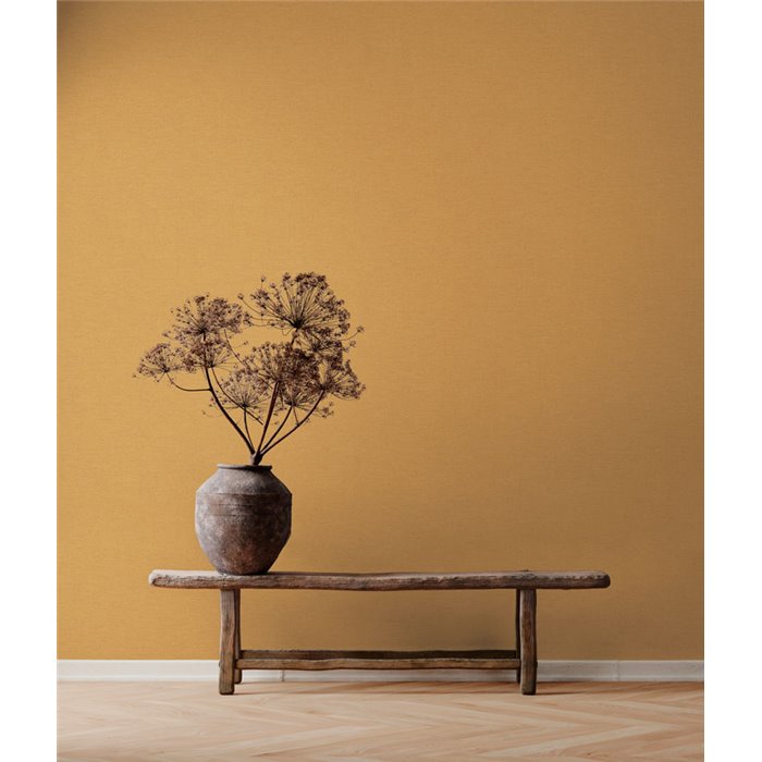 Papeldecor|Vliestapete textile Optik ocker|Einfarbige Farben