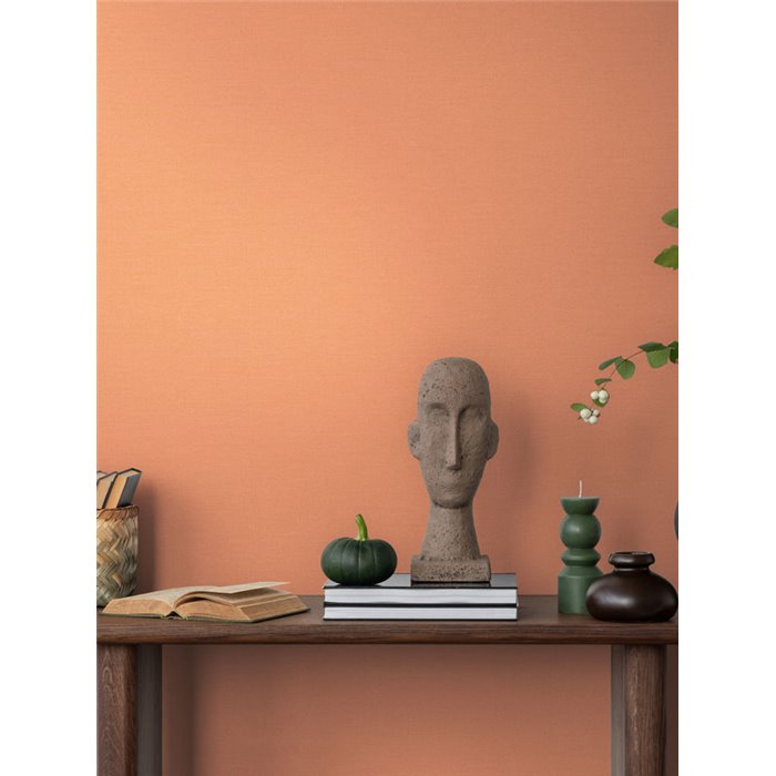 Papeldecor|Textile effect wallpaper orange|Solid Colors