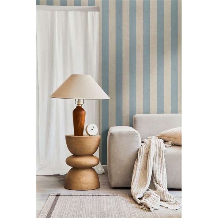 Papeldecor|Vliestapete vertikale Streifen himmelblau und beige|Streifen