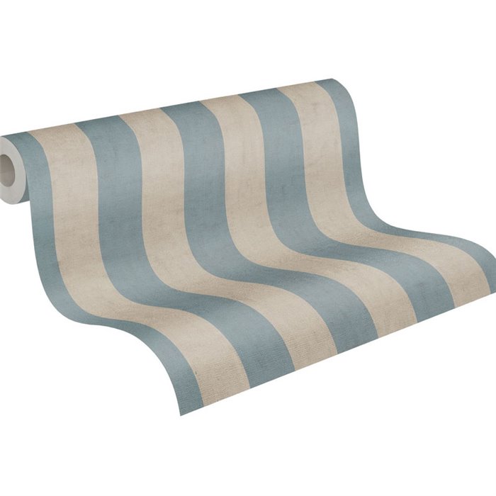Papeldecor|Vliestapete vertikale Streifen himmelblau und beige|Streifen