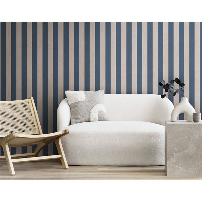 Papel pintado rayas verticales azul y beige - Papeldecor Painted Petals 2028782265