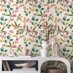 Casadeco|Papier peint floral élégant beige rehaussé d’un effet brillant|Papier Peint 2