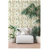 Papeldecor|Papier peint botanique vert  branches, feuilles et fleurs|Romantique