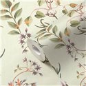 Papeldecor|Papier peint botanique vert  branches, feuilles et fleurs|Romantique