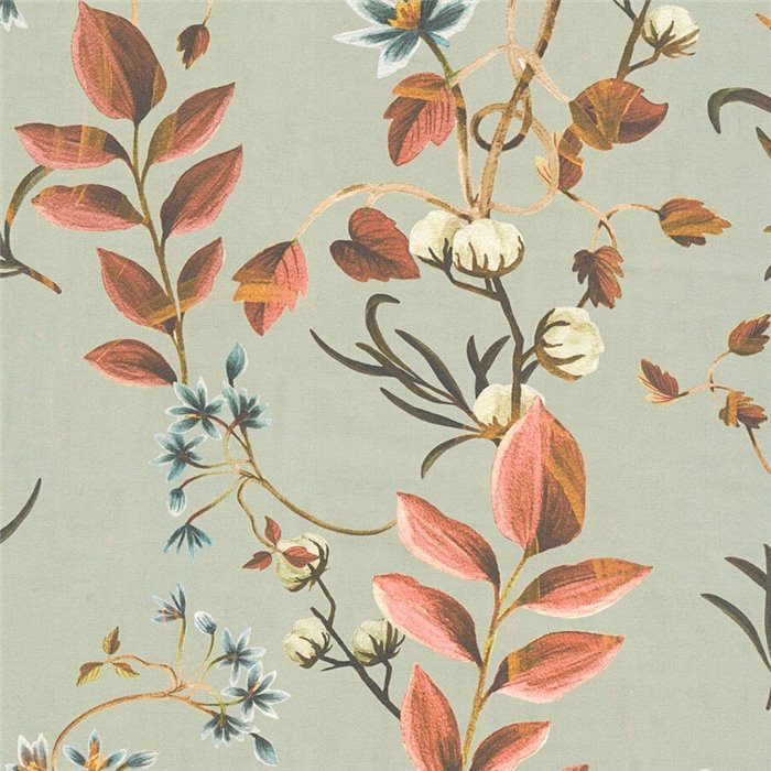 Papel pintado botánico gris ramas, hojas y flores - Papeldecor Painted Petals 2028782122