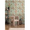 Papeldecor|Papier peint botanique gris  branches, feuilles et fleurs|Romantique