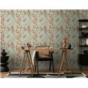 Papeldecor|Papier peint botanique gris  branches, feuilles et fleurs|Romantique