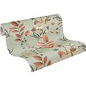 Papeldecor|Papier peint botanique gris  branches, feuilles et fleurs|Romantique