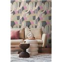 Papeldecor|Papier peint formes géométriques vert et beige|Géométrique