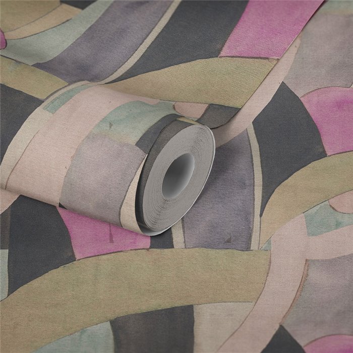 Papeldecor|Papel pintado formas geométricas verde y beige|Geométrico