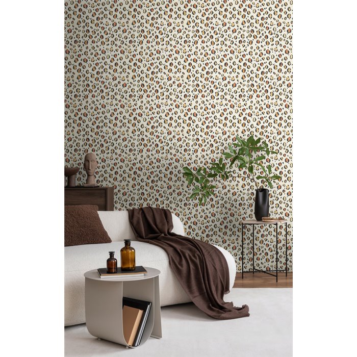 Papeldecor|Papier peint motif léopard blanc style ethnique|Imitation Peau