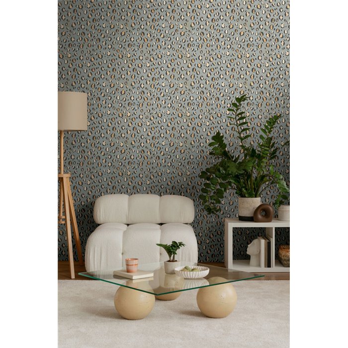 Papeldecor|Leopard print wallpaper grey ethnic style|Skin Imitation