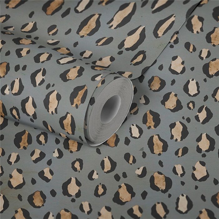 Papeldecor|Leopard print wallpaper grey ethnic style|Skin Imitation