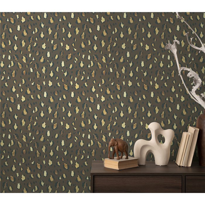 Papeldecor|Vliestapete Leopardenmuster braun ethnischer Stil|Lederimitat