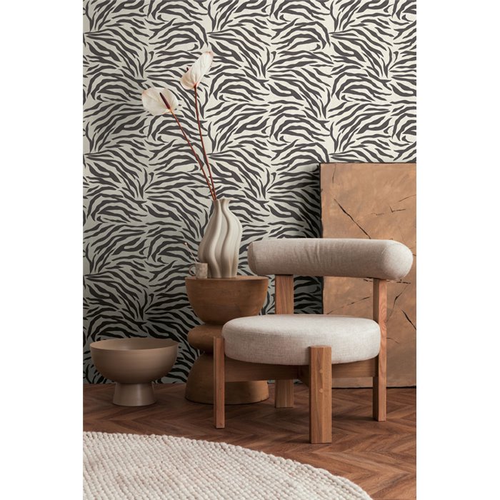 Papeldecor|Vliestapete Zebramuster schwarz und weiß|Lederimitat