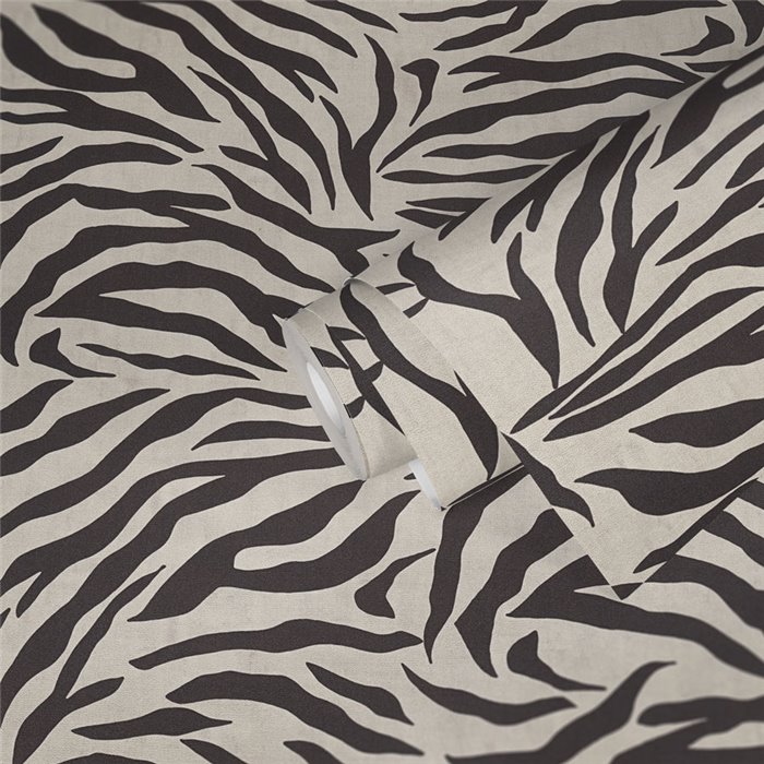 Papeldecor|Vliestapete Zebramuster schwarz und weiß|Lederimitat