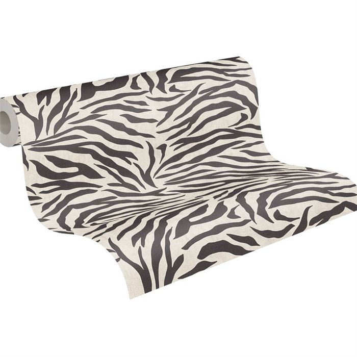 Papeldecor|Vliestapete Zebramuster schwarz und weiß|Lederimitat