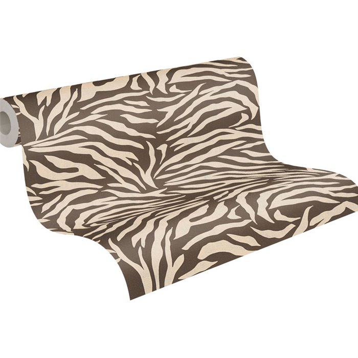 Papeldecor|Papel pintado piel de cebra blanco marrón|Imitacion Piel Animales