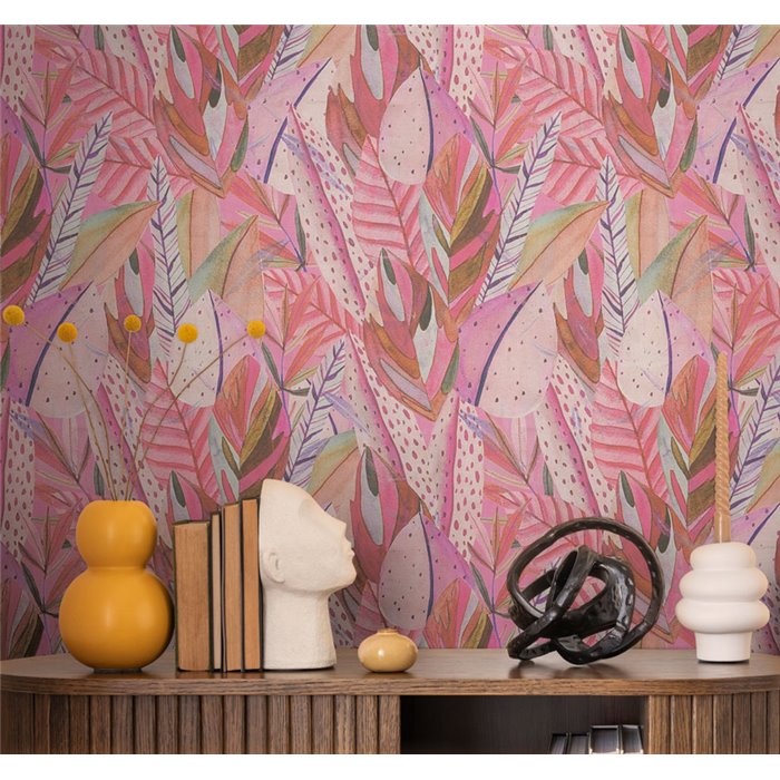 Papeldecor|Vliestapete floral tropisch rosa|Blumen