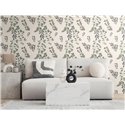 Papeldecor|Papier peint floral scandinave blanc et vert|Floral