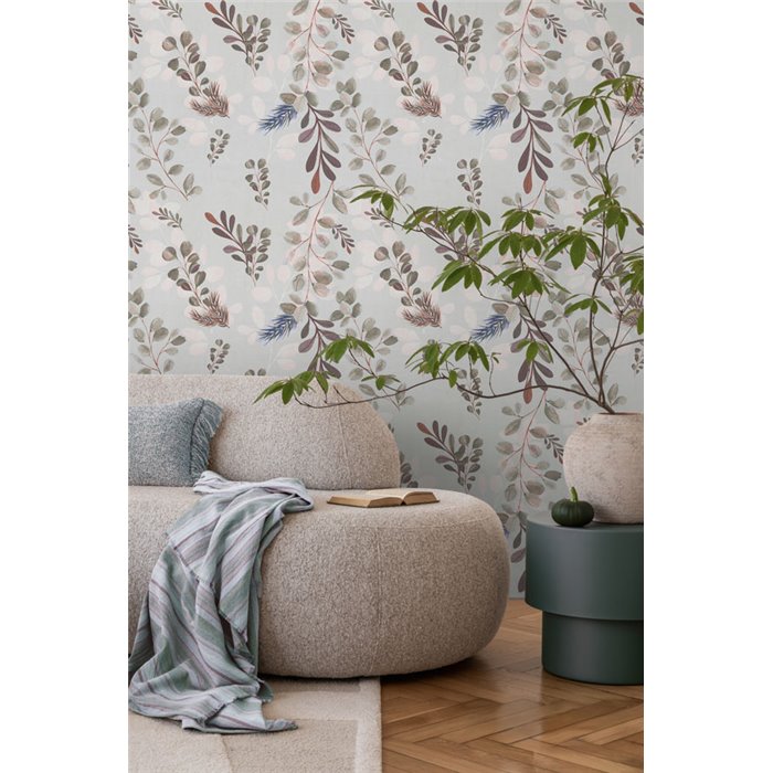 Papeldecor|Papel pintado floral escandinavo gris|Floral