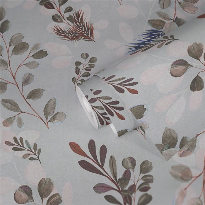 Papeldecor|Papel pintado floral escandinavo gris|Floral