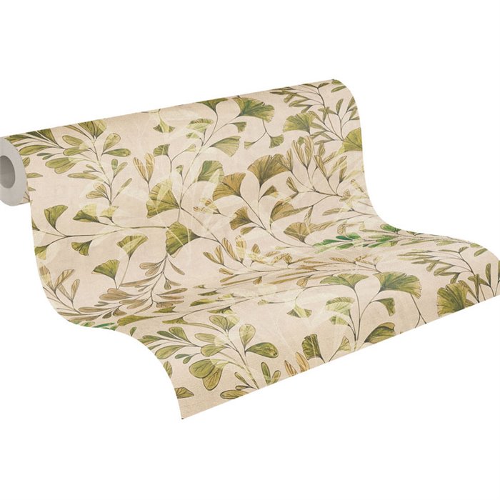 Papeldecor|Botanical wallpaper beige: ginkgo leaves|Floral