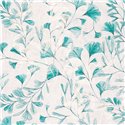 Papeldecor|Papel pintado botánico turquesa: hojas ginkgo|Floral