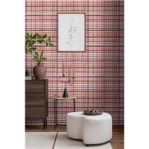 Papeldecor|Vliestapete Aquarell Karomuster rosa|Karos 2